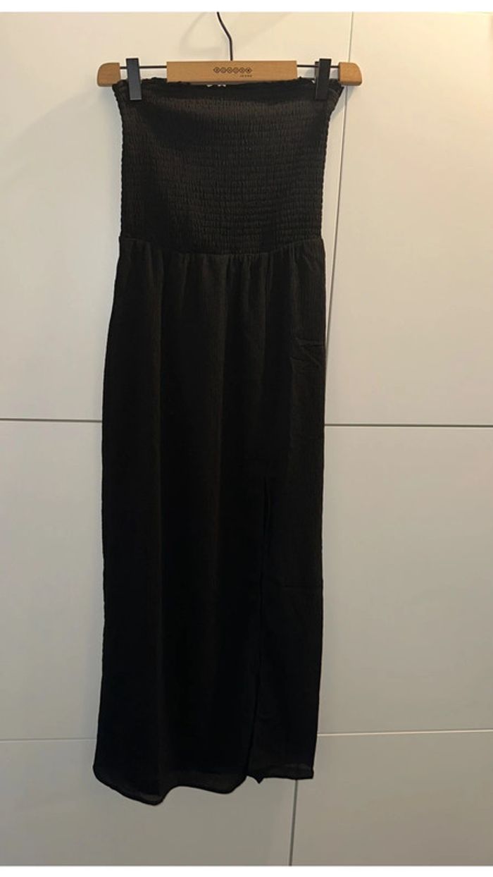 Robe longue/midi bustier noir avec fente Bershka neuve - photo numéro 2