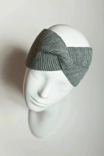 Bandeau fin croisé à paillettes gris