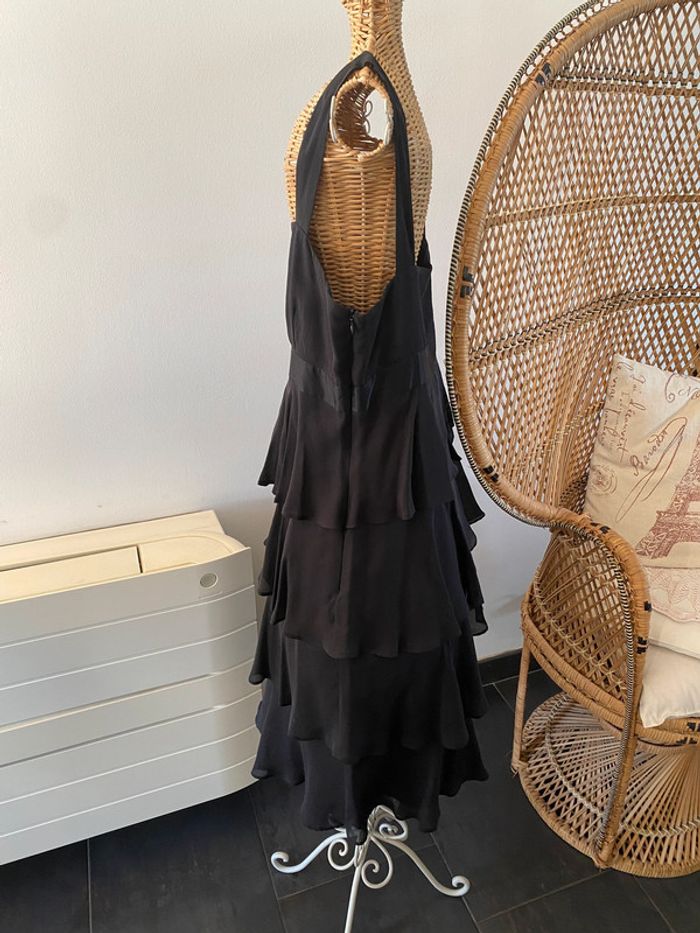 Robe 123 noire à volants 100% soie taille 38 - photo numéro 5