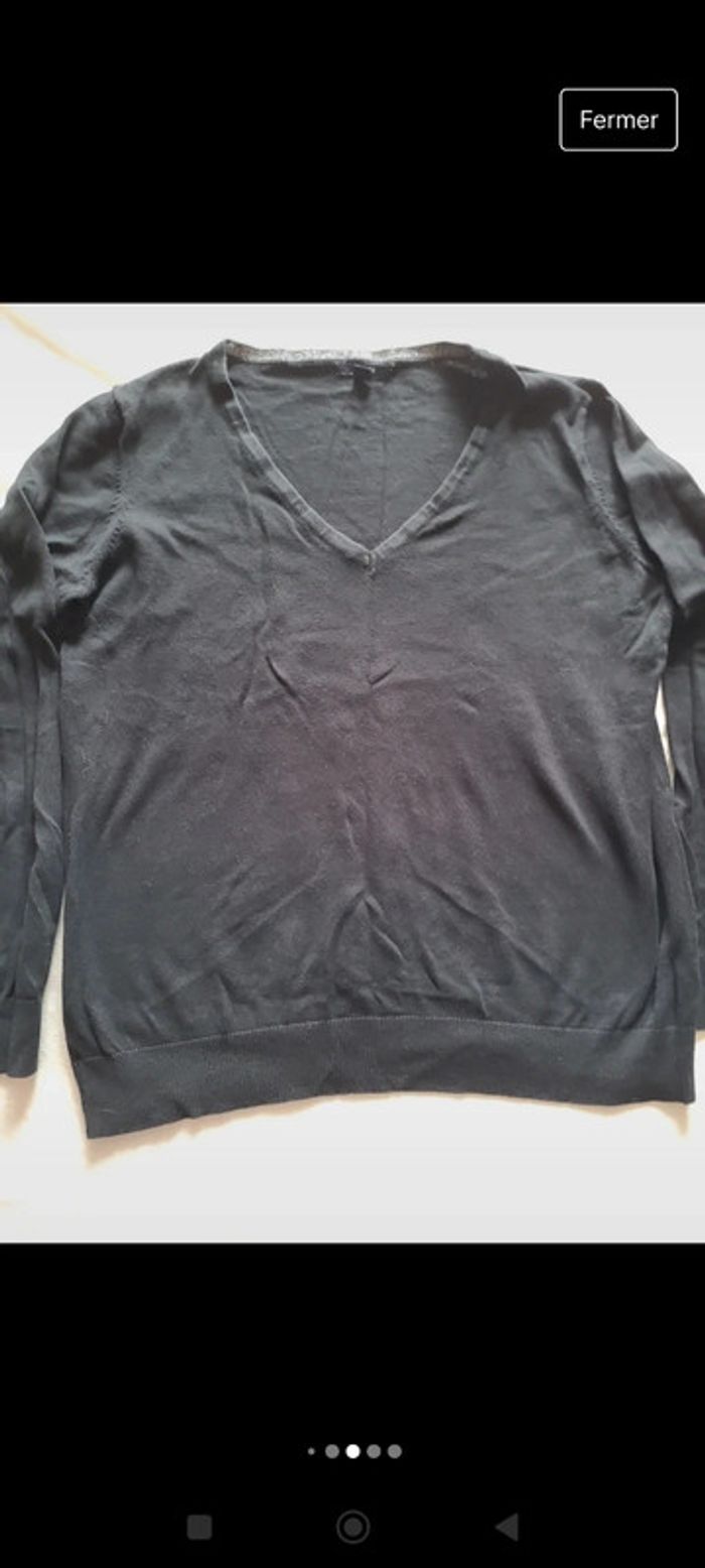 Pull col v *2 le lot de 2 femme noir marque Kiabi taille L 42/44 - photo numéro 3