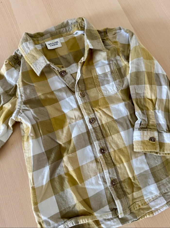 Chemise à carreaux manches longues - taille 24 mois - photo numéro 3