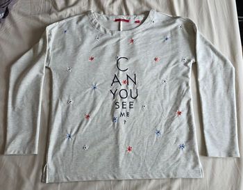 s.Oliver Sweatshirt Fleurs Polyester Viscose Gris Chiné Très bon état Taille 42