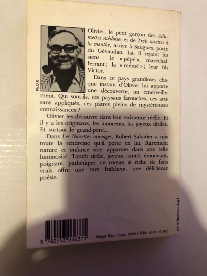 Livre les noisettes sauvages Robert Sabatier - photo numéro 2