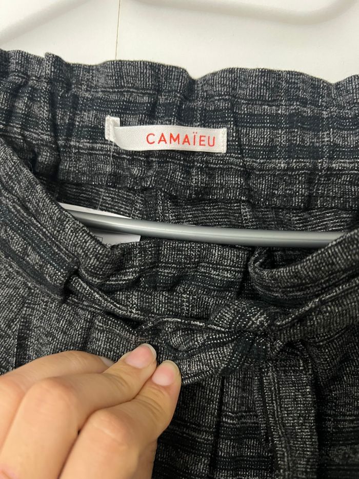 Pantalon carotte à carreaux gris foncé Camaieu - photo numéro 4