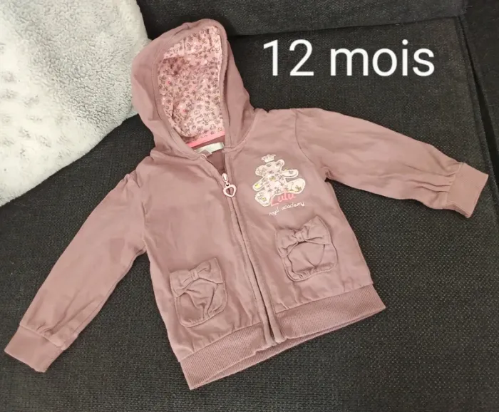 Veste zippée fille 12 mois