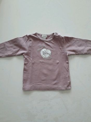 Tee shirt mauve fille Obaibi 3 mois
