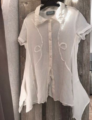 Chemise bohème coton et soie blanche taille 40 asymétrique évasée Vent d’Alizé