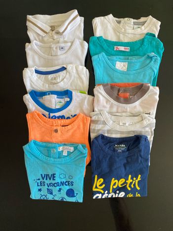 Lot 12 t-shirts manches courtes 6 mois