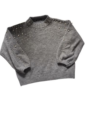 Pull gris perlé laine et acrylique