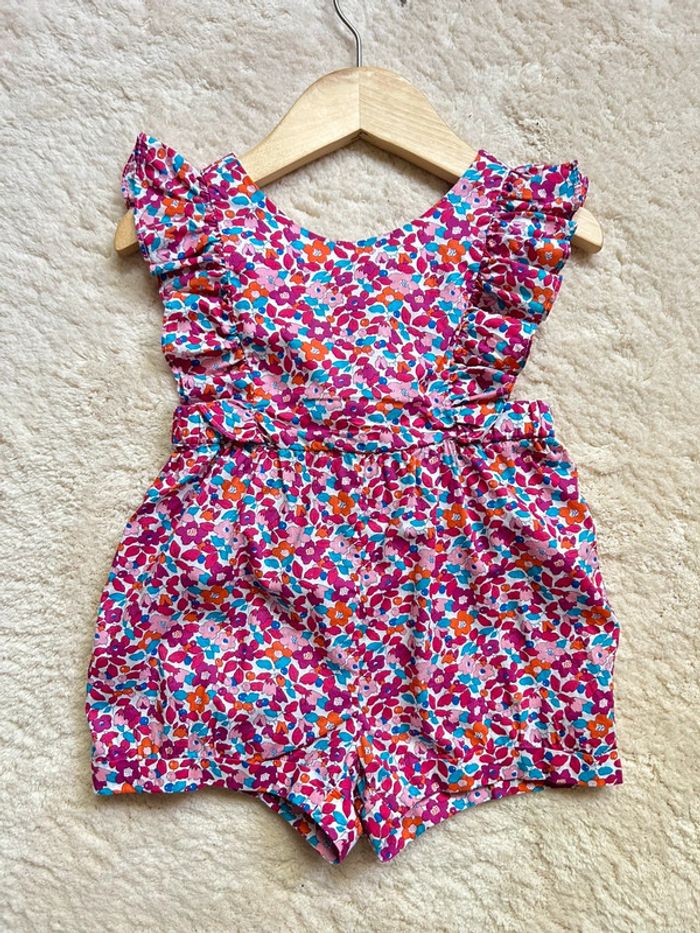 Barboteuse / Combishort liberty Jacadi fille 24 mois Tbe - photo numéro 4