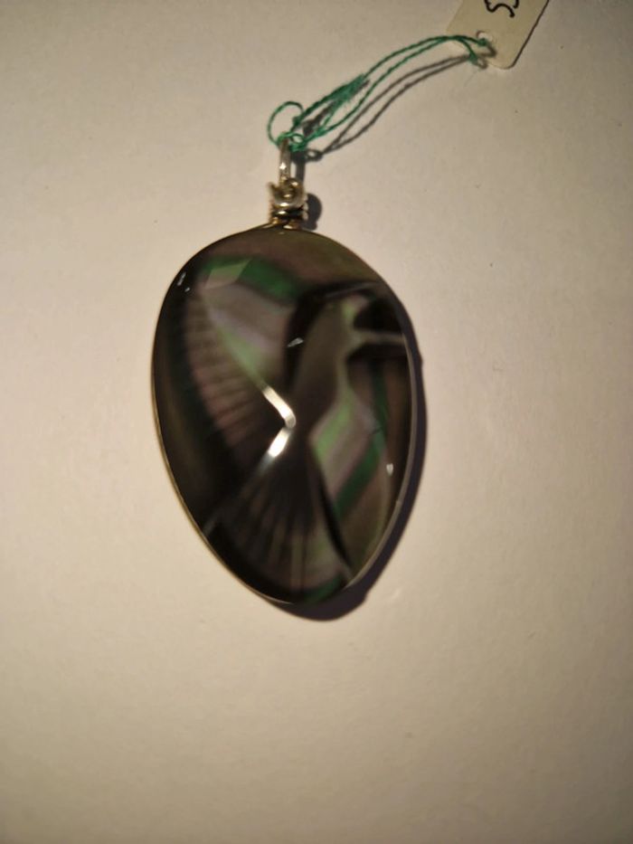 Pendentif obsidienne arc en ciel colombe Mexique - photo numéro 5