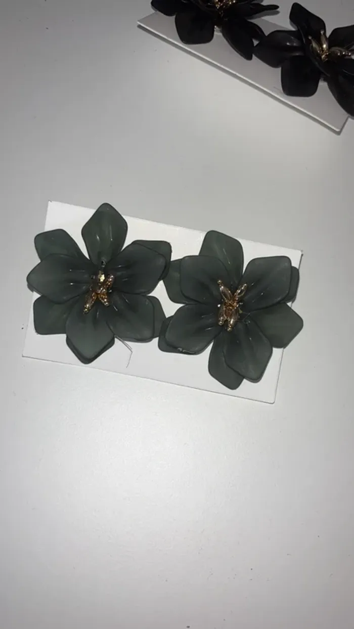 Magnifique boucles d'oreilles fleurs kaki