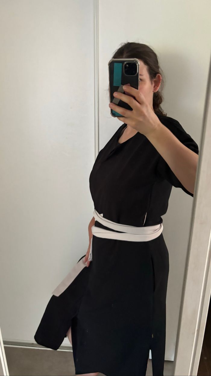Robe noir Mango , ceinture Blanche , M - photo numéro 4