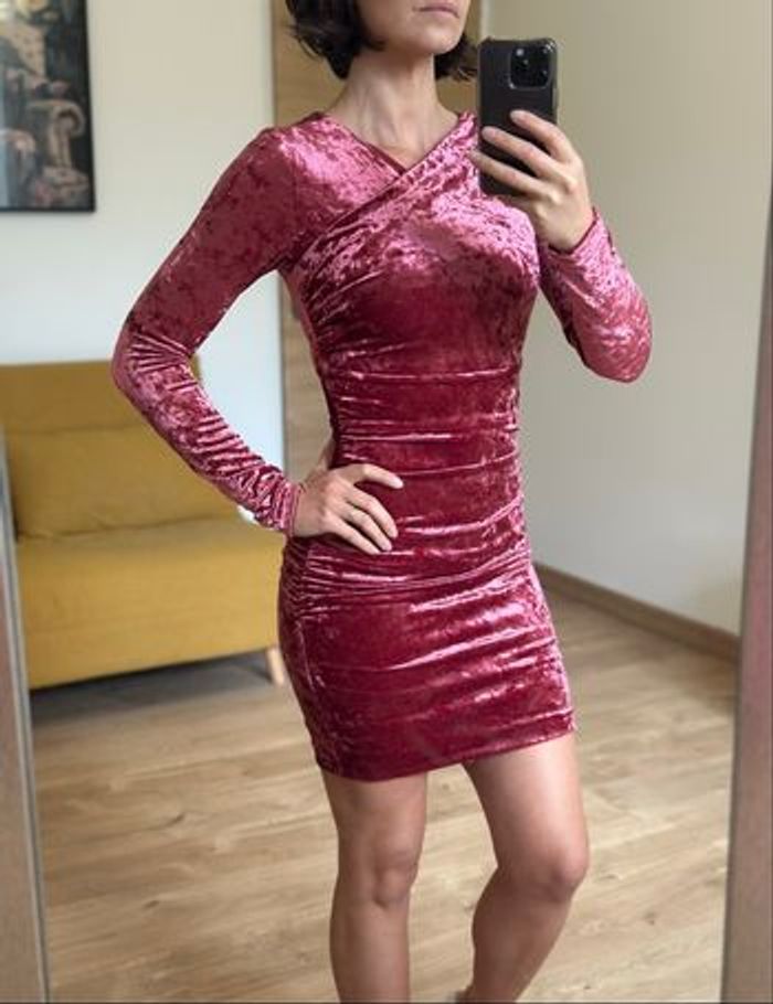 Robe fourreau velour rose