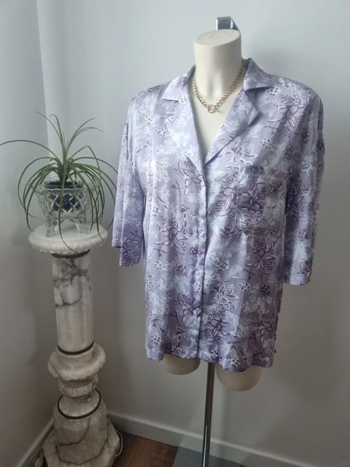 Chemise satiné fluide floral violette Shein - photo numéro 12