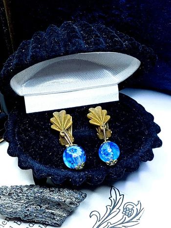 Paire de clips vintage perles en verre