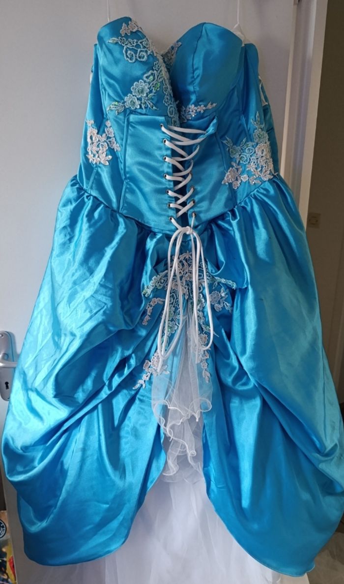 Robe de cérémonie Taille 48/50 XXXL bleue turquoise