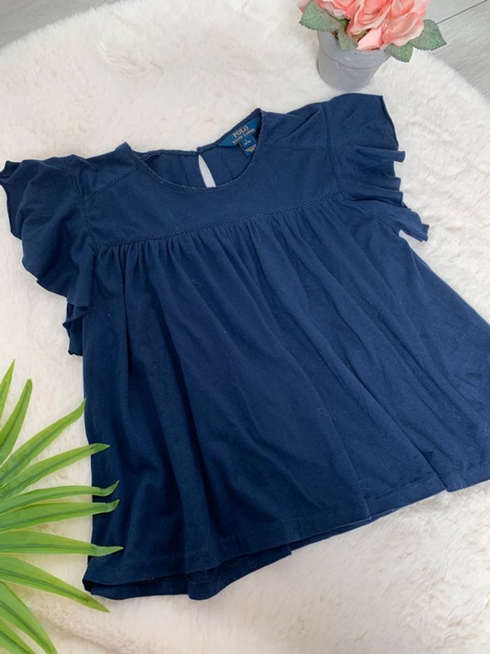 Blouse à volant  marine 12/14 ans - photo numéro 3