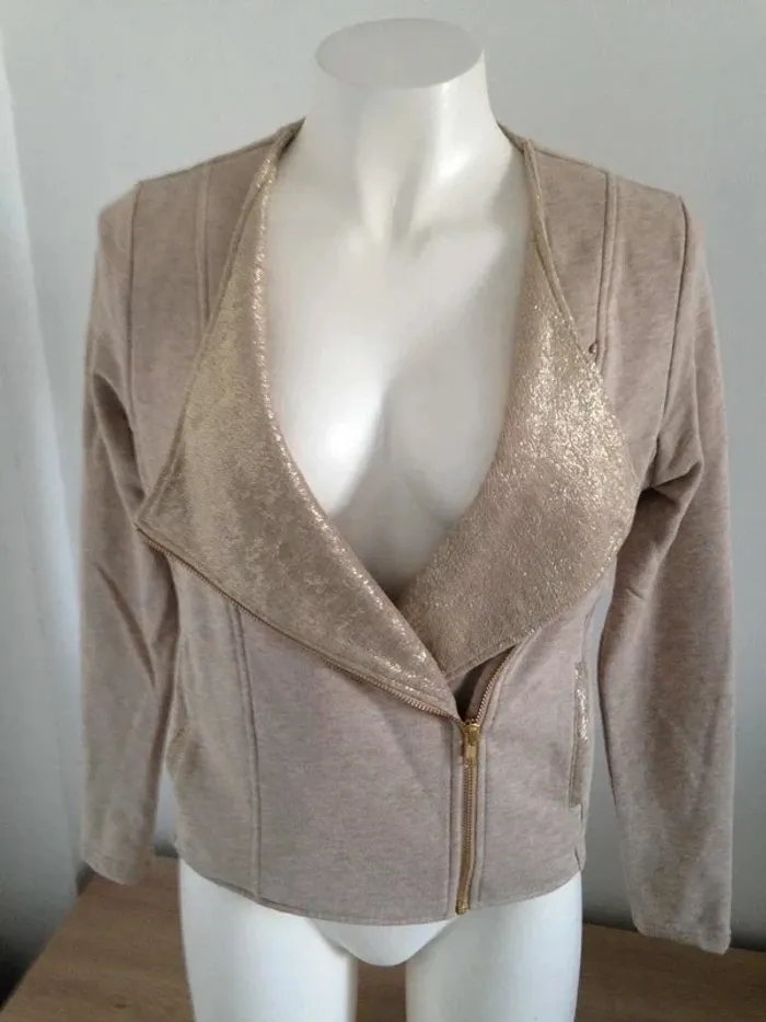 Veste blouson col V zippé doré 34 Marie Sixtine - photo numéro 2