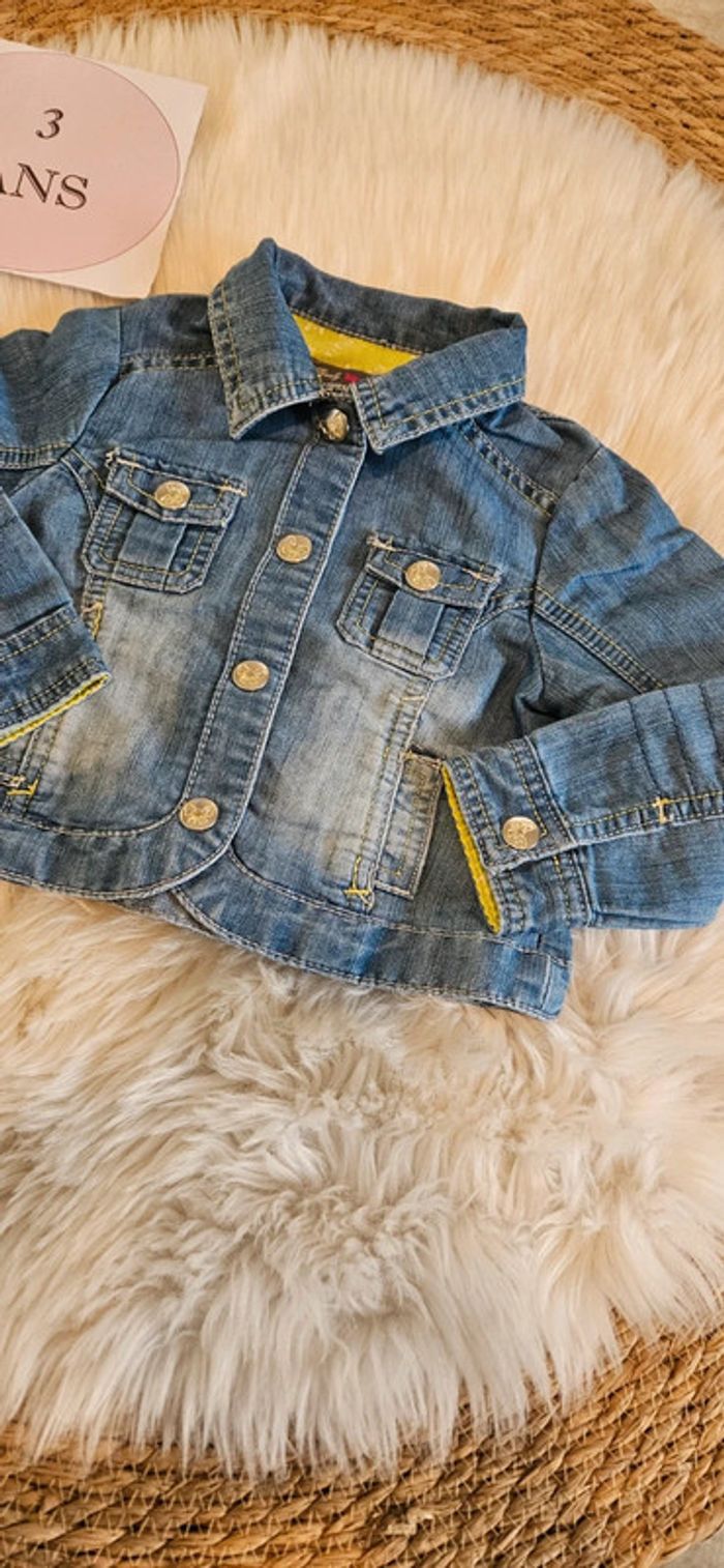 Veste en jeans bleu et vert 3 ans fille - photo numéro 3