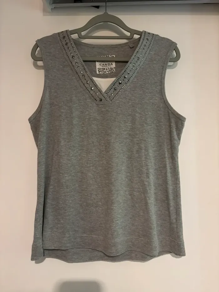 Débardeur gris à strass – Canda C&A– Taille S