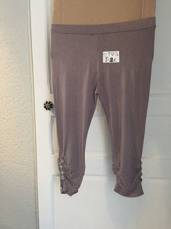 394-Legging taupe et strass T U NEUF 34/40