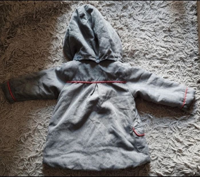 Manteau gris à capuche intérieur doux et chaud 18mois - photo numéro 8