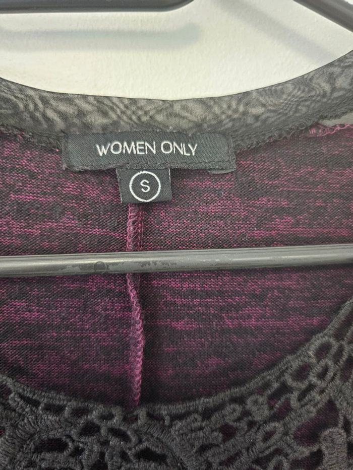 Pull en laine violet taille s avec dentelle - photo numéro 2