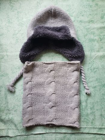 Ensemble hiver bonnet snood garçon 56 cm