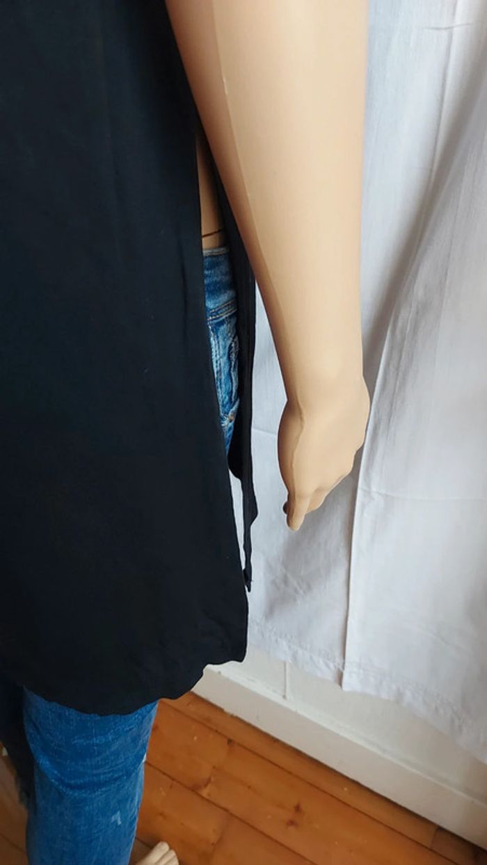 T-shirt noir et blanc - long et fin / coolcat / taille S - photo numéro 9