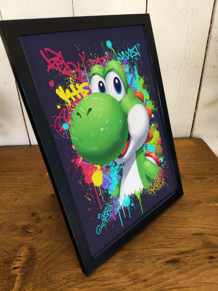 Affiche poster A4 (21×29,7 cm) Yoshi Mario Nintendo art mural street art coloré déco chambre gamer - photo numéro 2