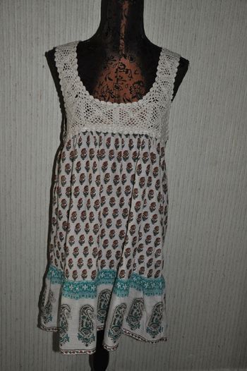 Tunique ethnique mousseline et macramé - Mim - T.42 - Neuve