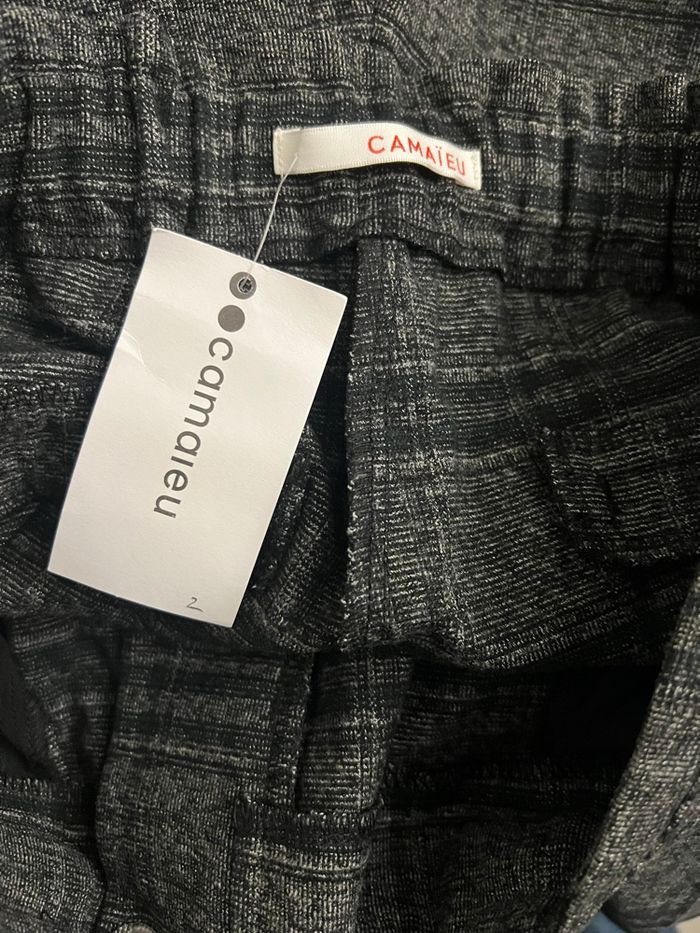 Pantalon carotte à carreaux gris foncé Camaieu - photo numéro 7