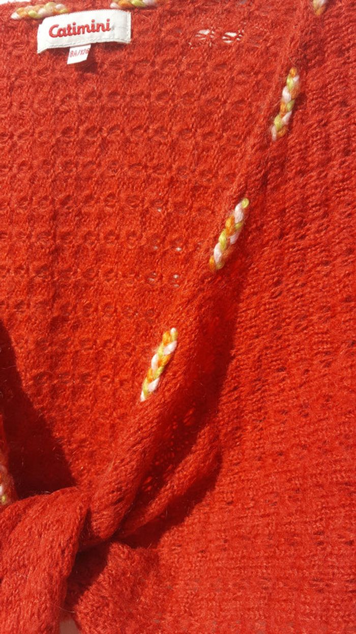 Gilet cache-cœur maille légère orange Catimini taille 8 ans - photo numéro 2