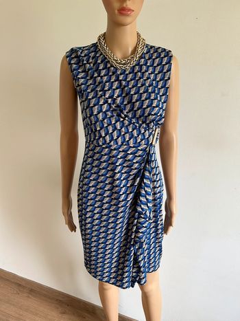 Robe imprimée bleue et grise sans manches Yessica taille 36 jamais portée