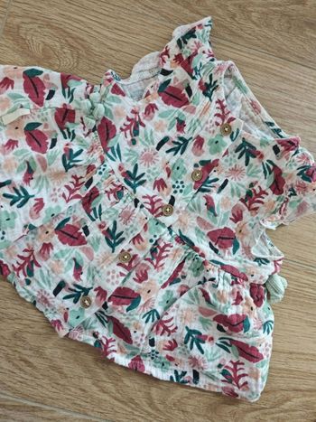 Blouse imprimée végétaux et oiseaux Petit Béguin 12 mois 