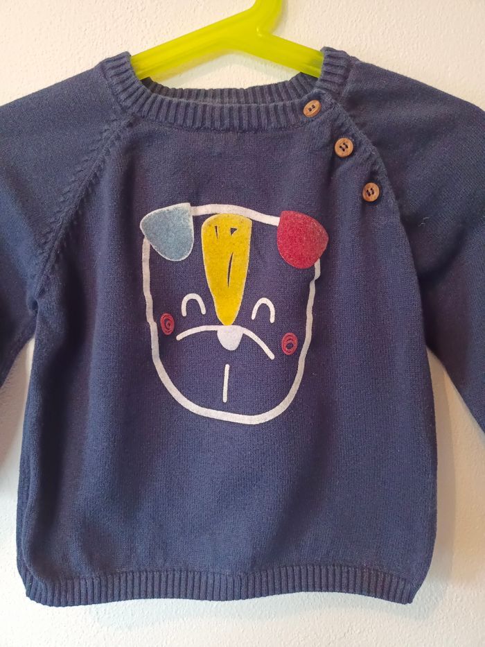 Pull bleu marine imprimé Mots d'enfants 18 mois - photo numéro 2