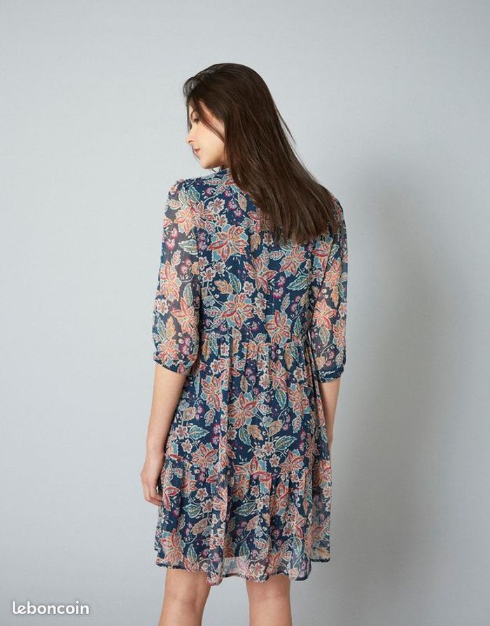 Robe courte imprimé à fleurs BLEU - RIU PARIS - TAILLE 46 - photo numéro 3