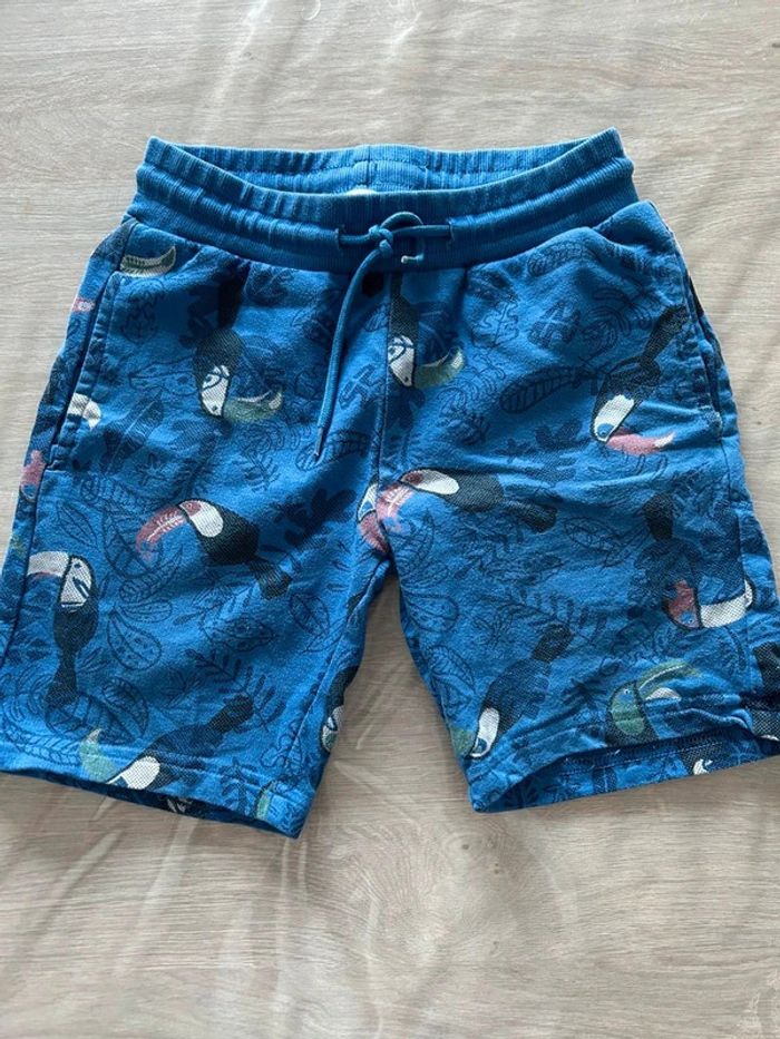 Short bleu motif tropical
