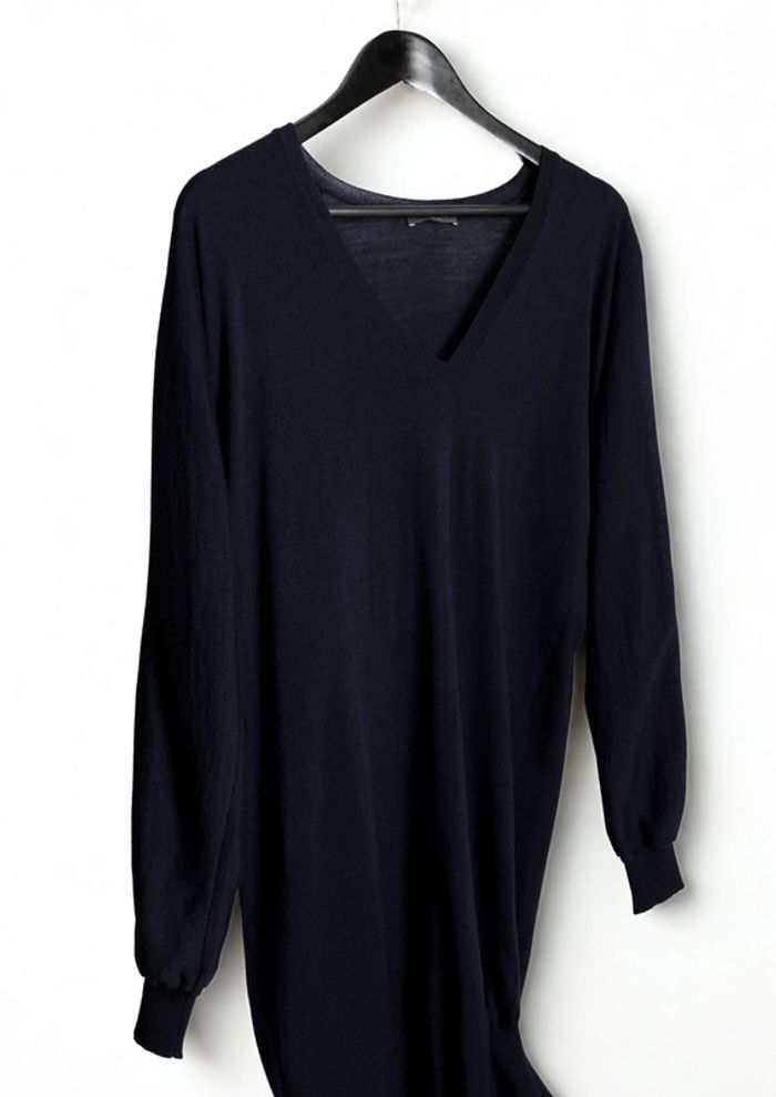 Robe pull asymétrique bleu marine cachemire • asymmetric sweater dress Alexander McQueen Size36 - photo numéro 2