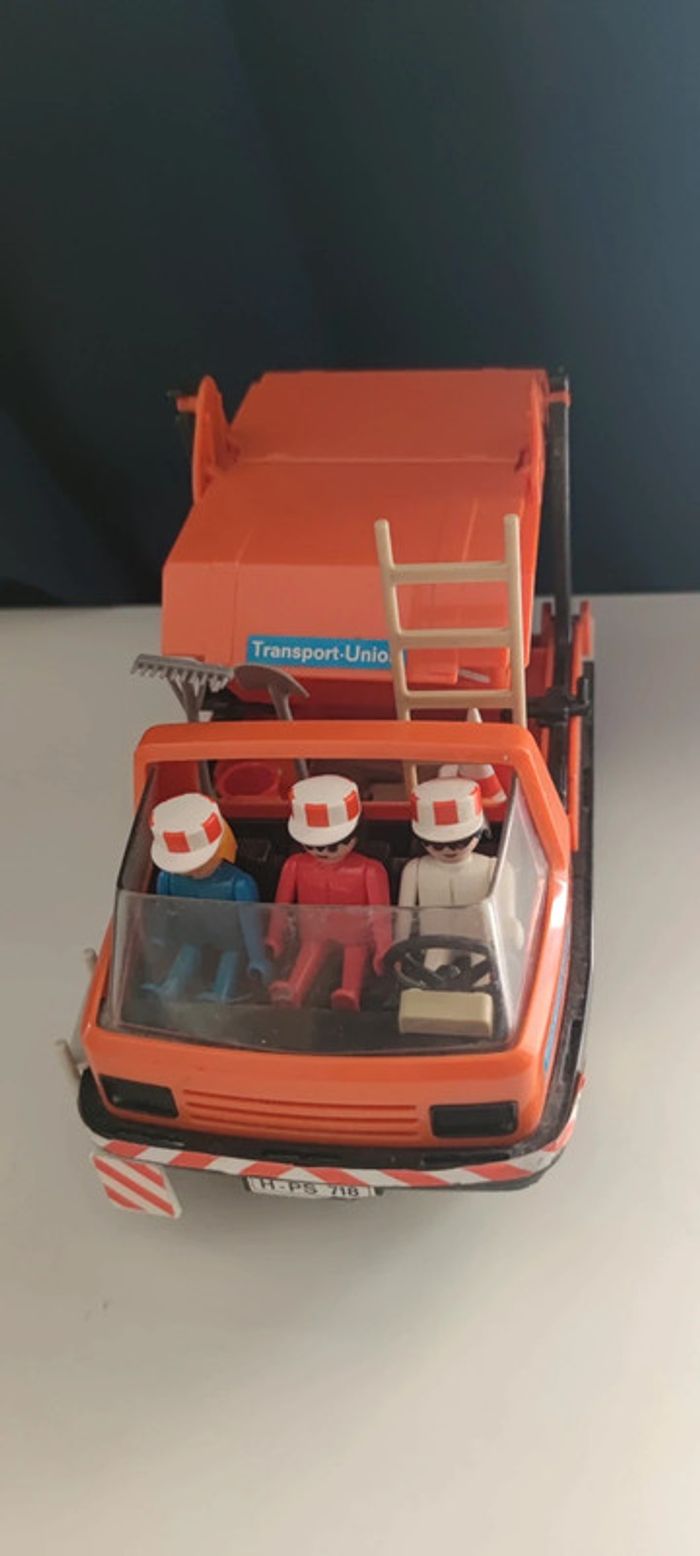 Playmobil Klicky N 3471 Camion porte- containers + 3 ouvriers vintage - photo numéro 2