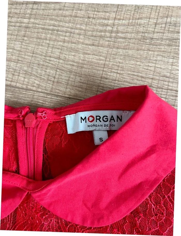 Haut rouge en dentelle à manches courtes Morgan taille S jamais porté - photo numéro 15