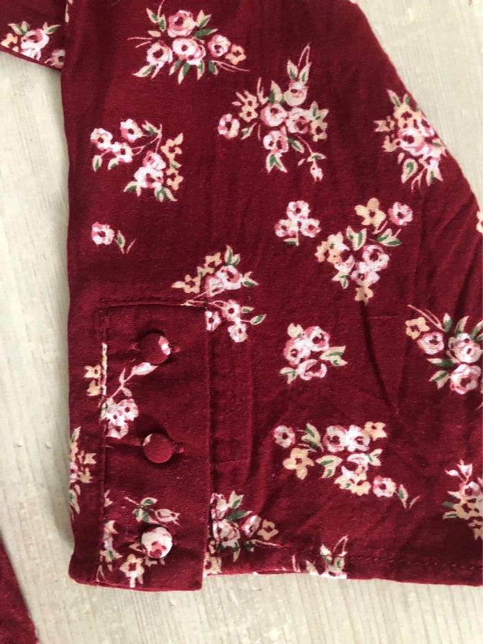 AN102- Blouse bordeaux fleurie/dentelle T 44 - photo numéro 7