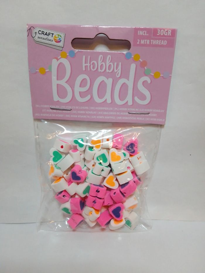 Perles de loisirs "Coeurs" + fil