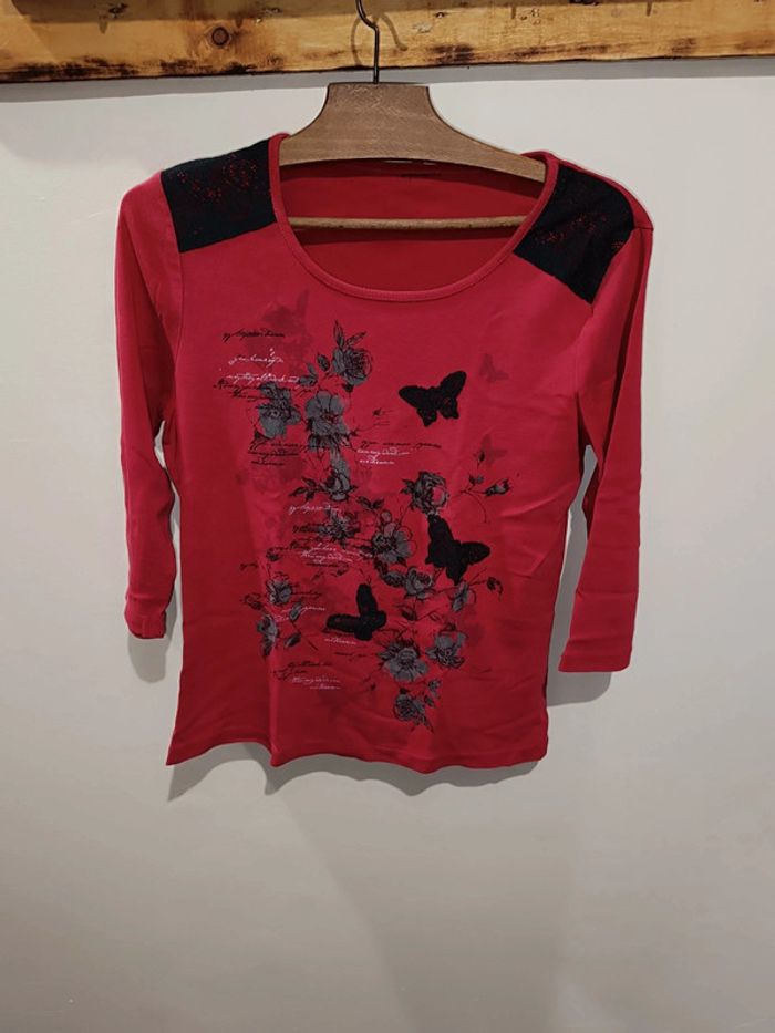 🌟 T-shirt hiver femme 38 rouge 🌟