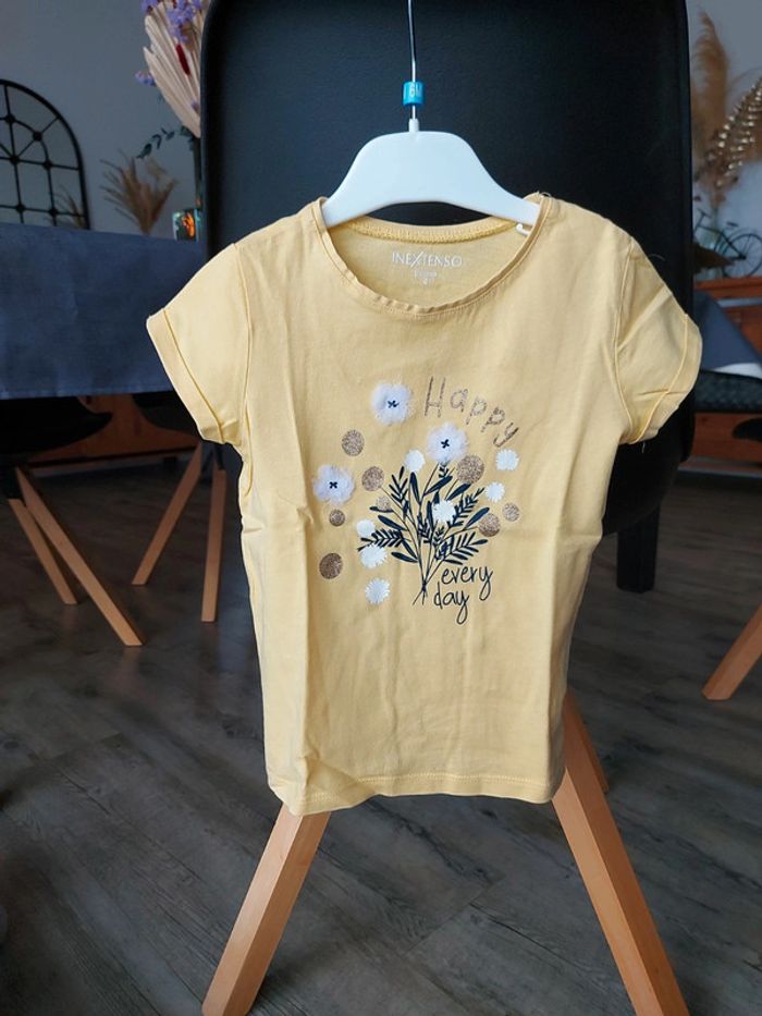 Tee-shirt manches courtes jaune In Extenso 4 ans - photo numéro 2