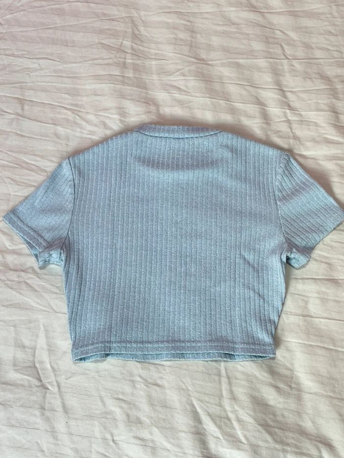 Crop top bleu laine - photo numéro 2
