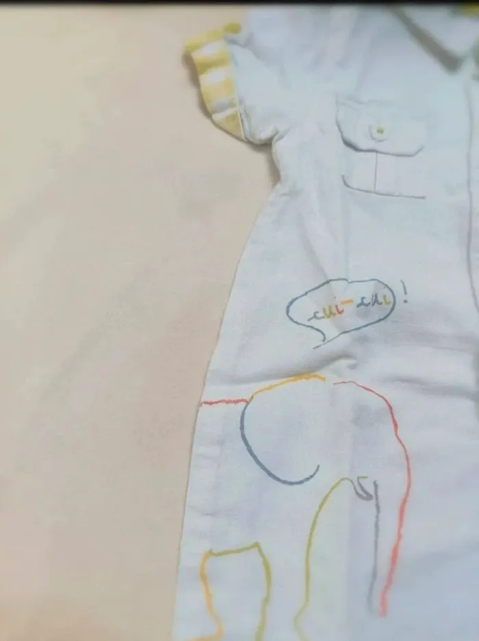 Combishort en lin blanc Brioche garçon 6 mois - photo numéro 2