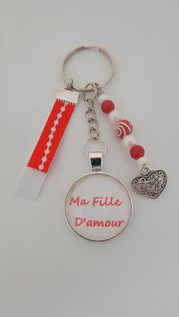 Cadeau ma fille, porte clé message bijoux de sac " ma fille d'amour "