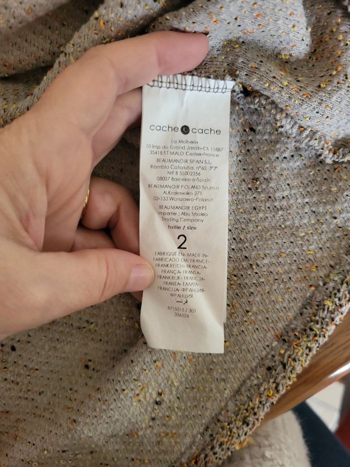 Cache-cache pull manches 3/4 beige moucheté taille 38 M - photo numéro 4